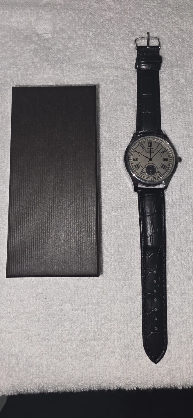 BINLUNGUAN Men's Analog Watch with Black Leather Strap
