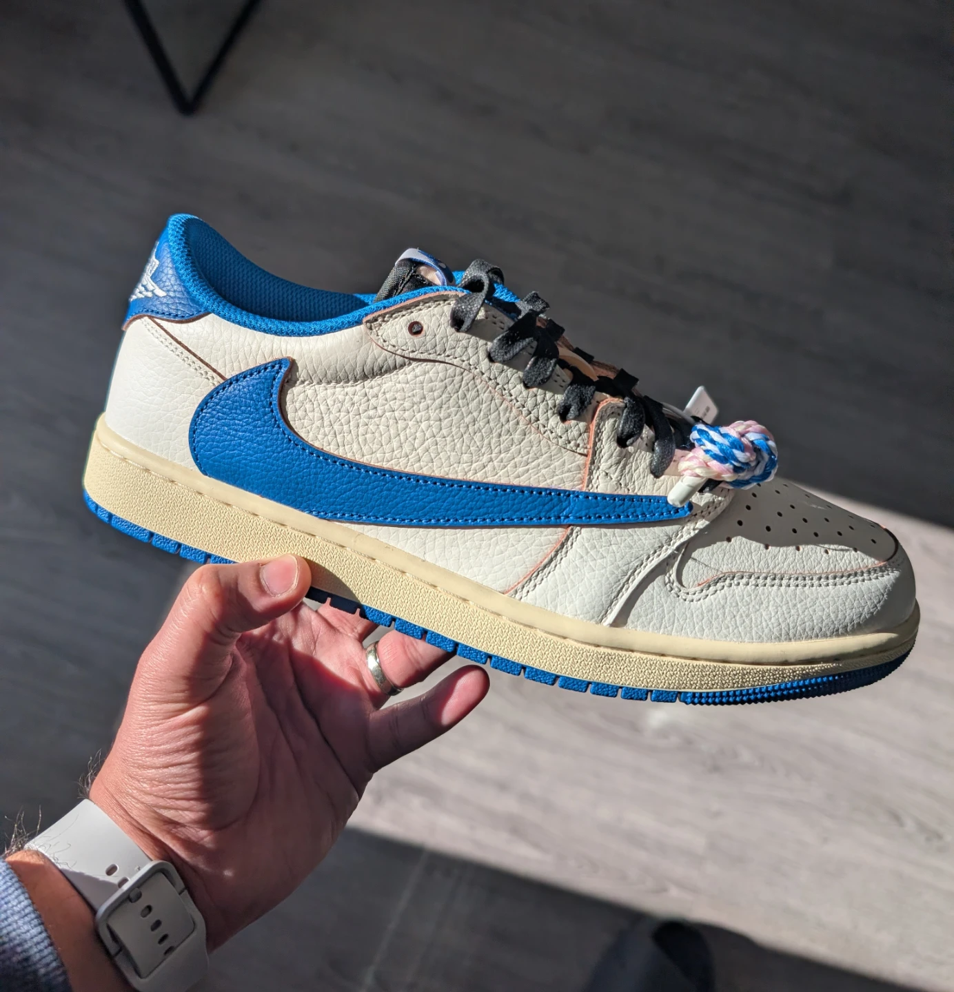 Fragment x Travis Scott x Air Jordan 1 Low Sail Military Blue