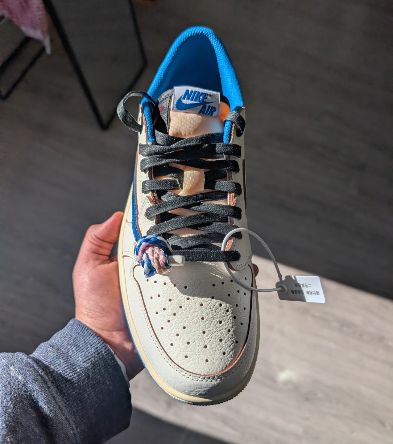 Fragment x Travis Scott x Air Jordan 1 Low Sail Military Blue - photo 3
