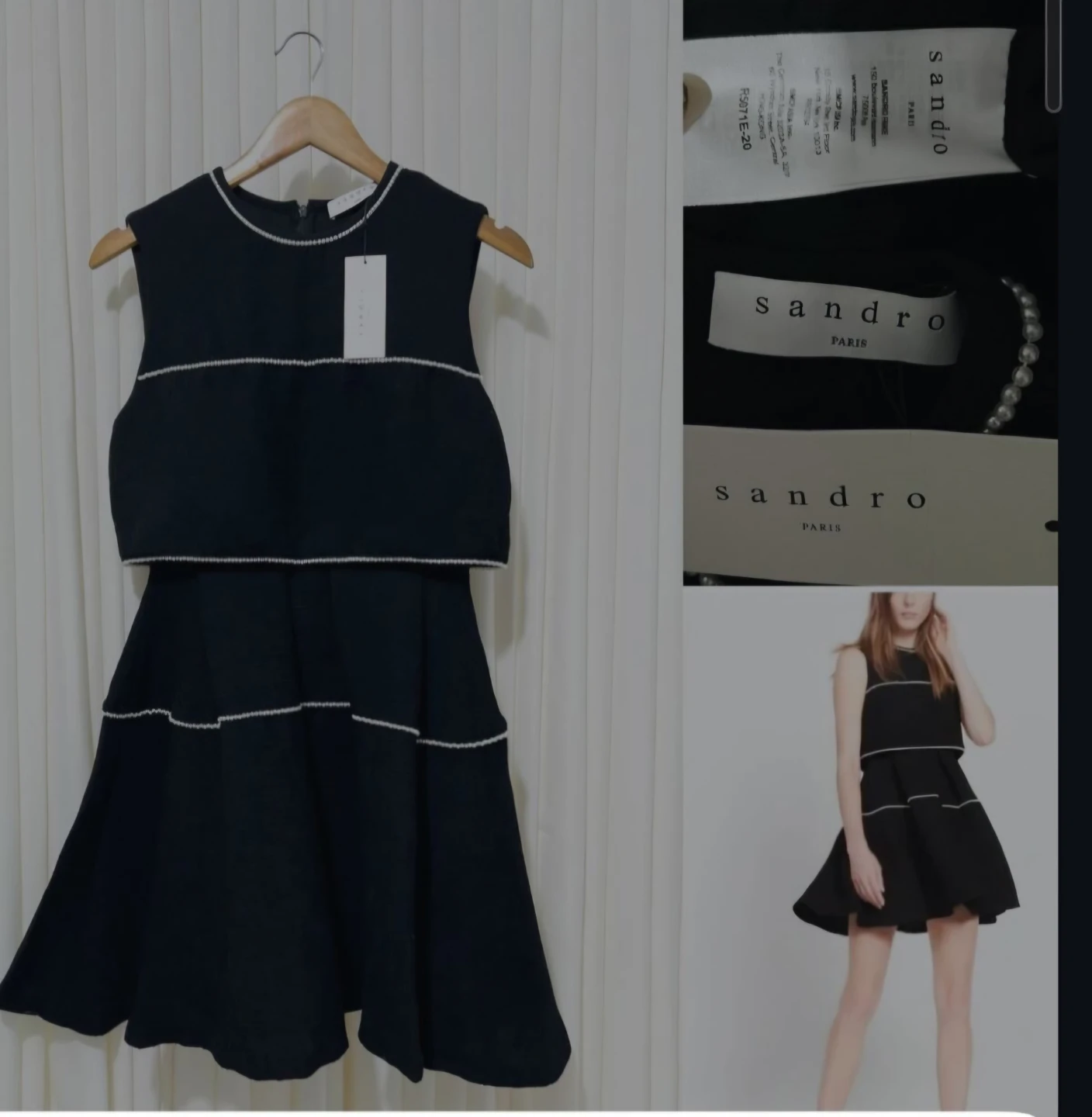 Sandro Black Sleeveless Dress with pearl lining
