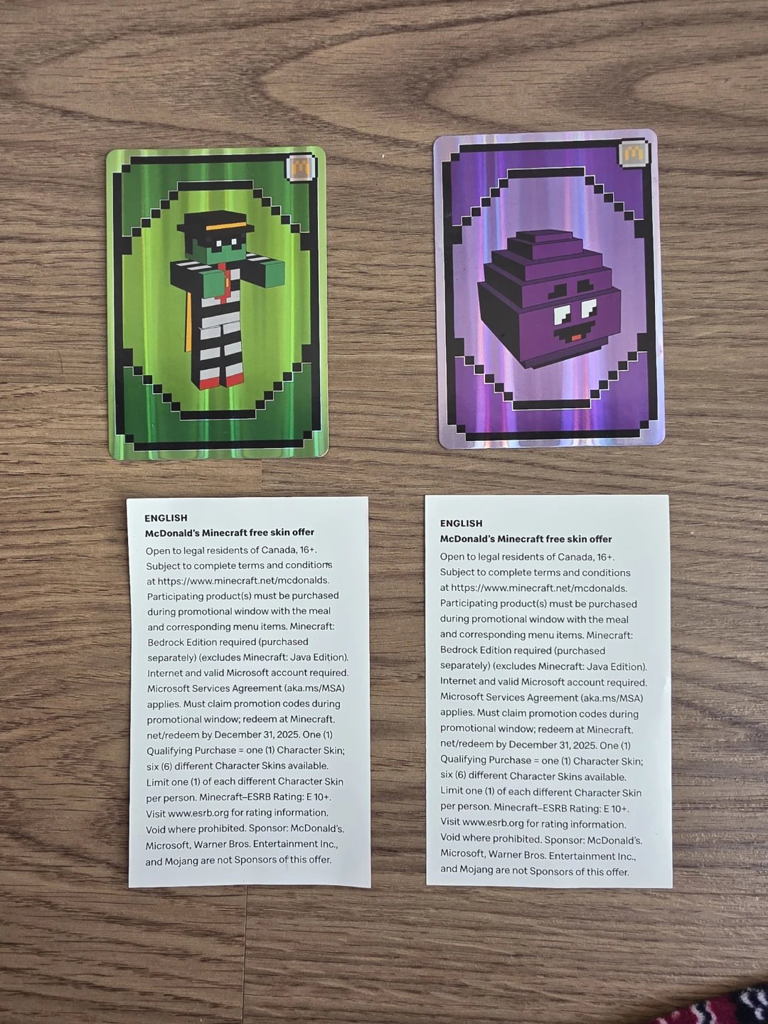 McDonald's Minecraft Free Skin Offer Cards - photo 3