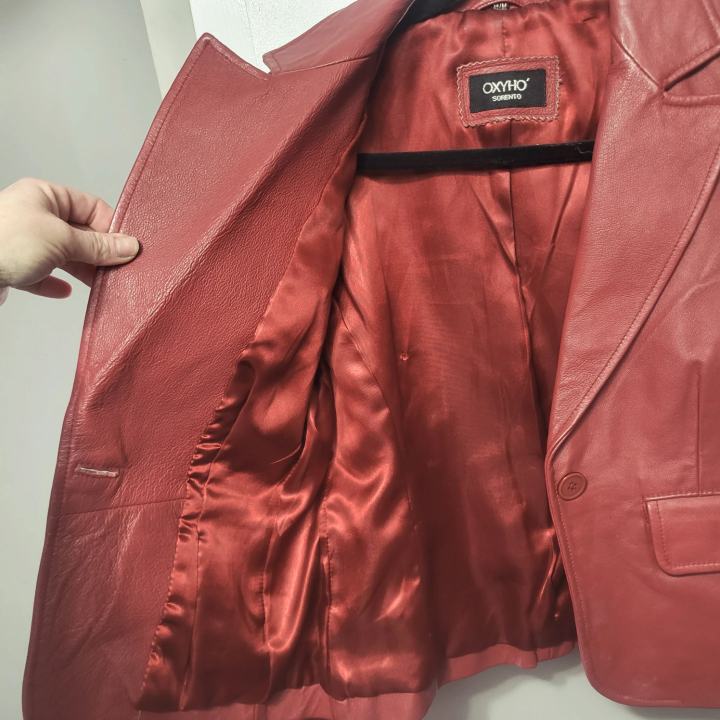 Oxy'Ho Red Leather Blazer Jacket - photo 3