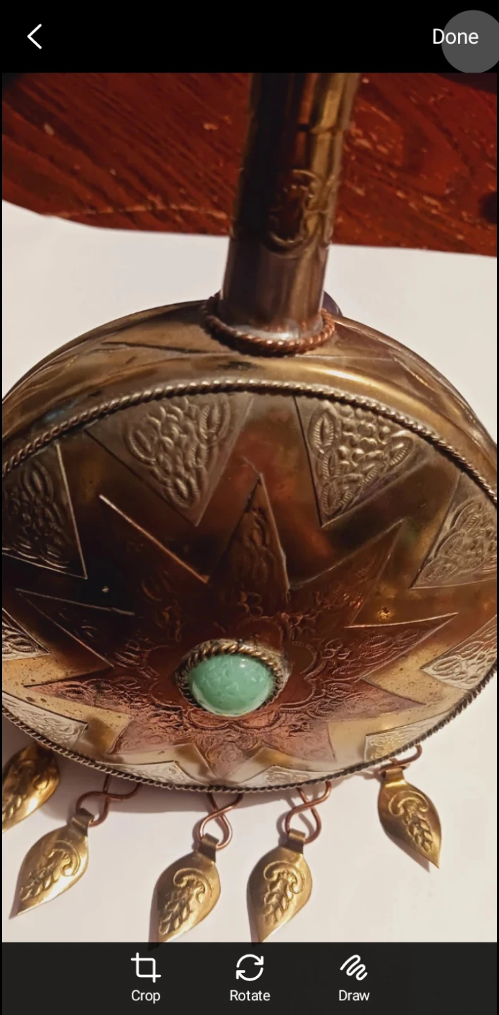 Ornate Vintage Morrocan Metal Flask with Gemstone Accent - photo 2