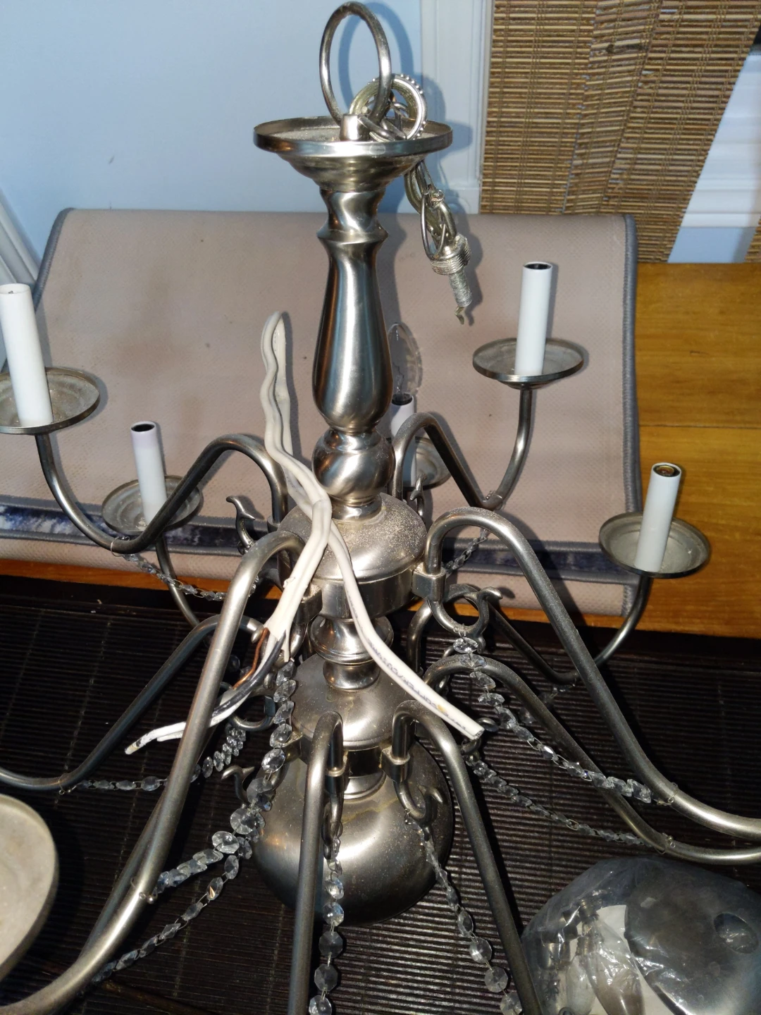 Large Silver 12-Light Chandelier with Crystal Accents - photo 2