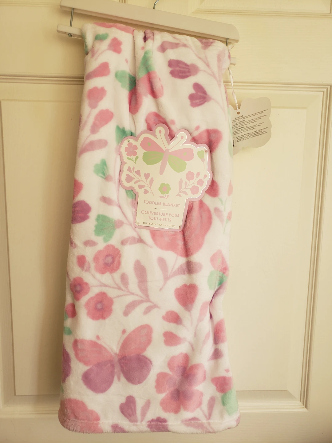 Toddler Blanket with Butterflies and Flowers