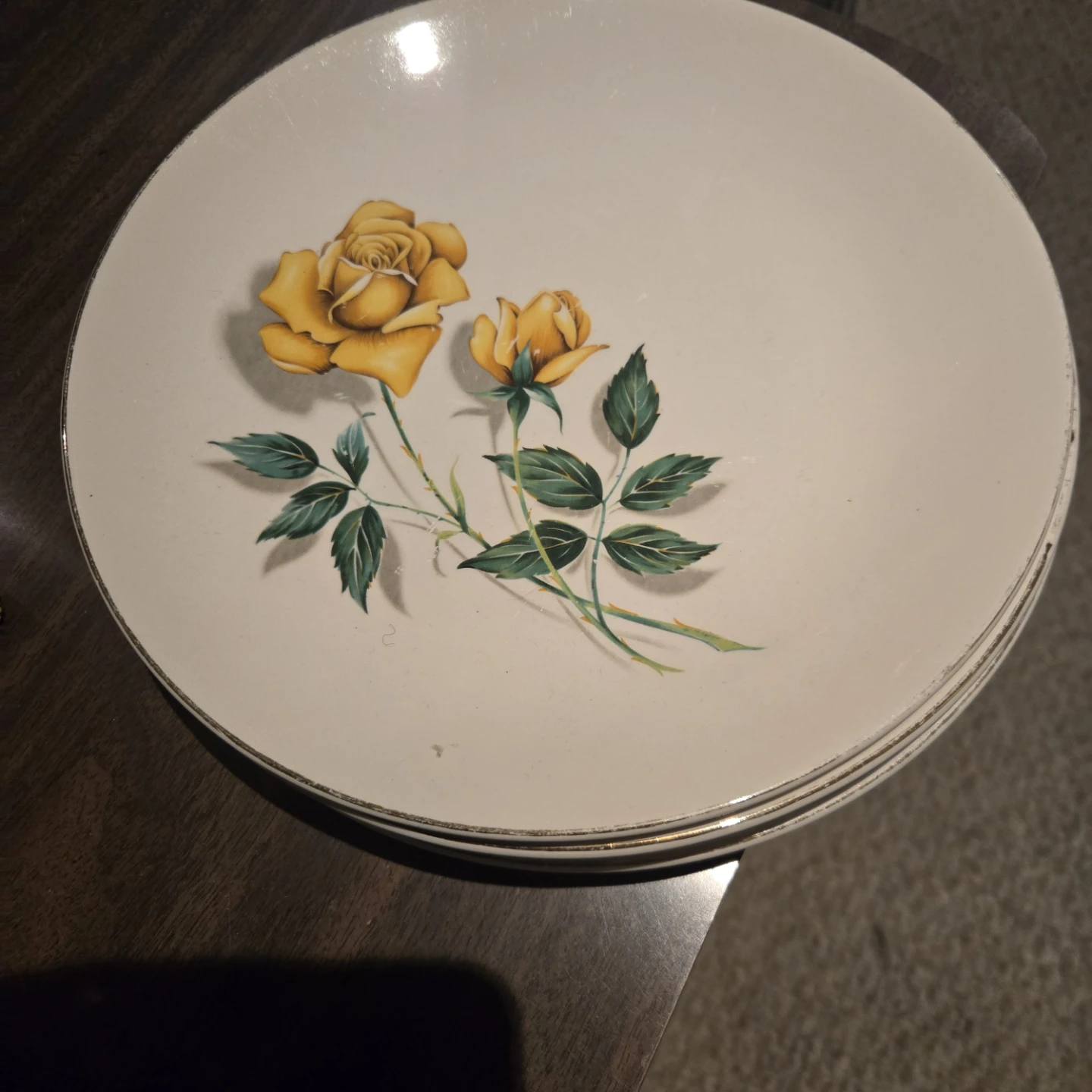 Set of 4 Vintage Floral Dinner Plates