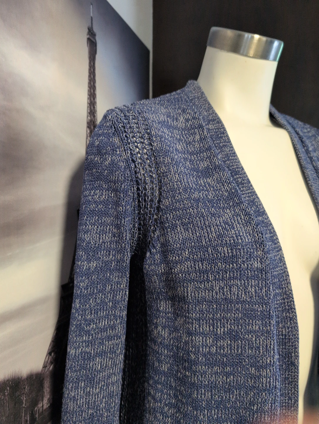 Blue marled knit cardigan - photo 2