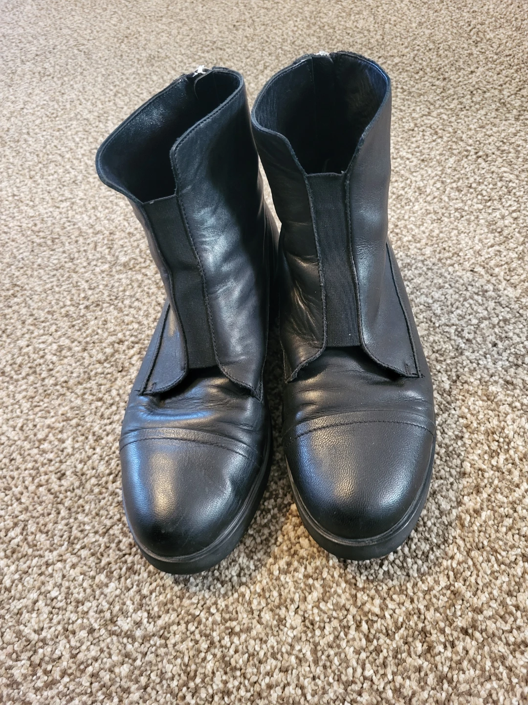 Black Leather Ankle Boots with Zipper