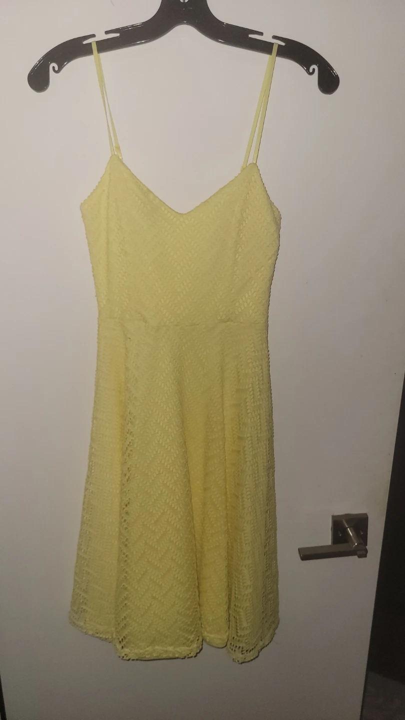 Yellow Lace Spaghetti Strap Mini Dress - photo 2