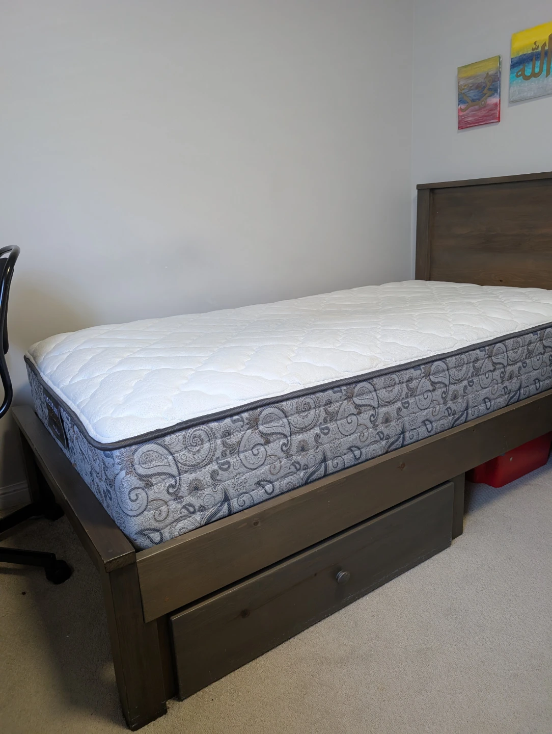 2 Custom-Made Wooden Single Beds with Storage + Mattress - photo 3