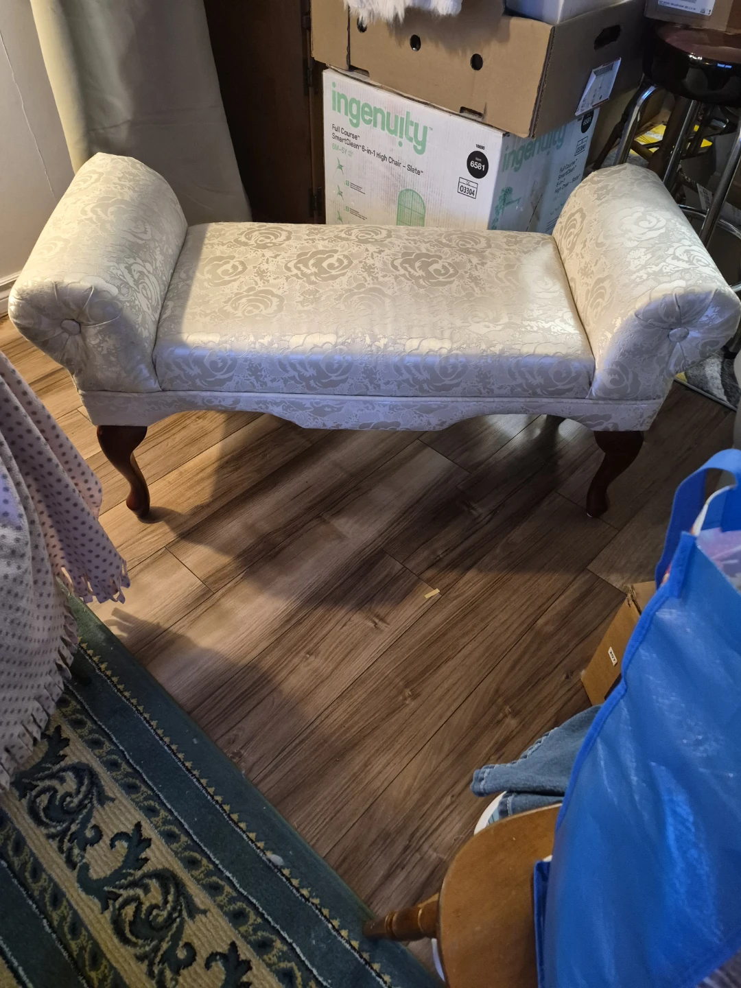 Decorative Bench with Scroll Arms