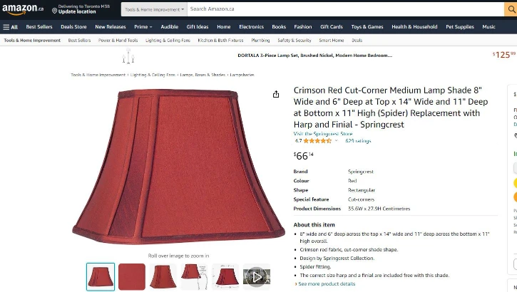 Crimson Red Cut-Corner Lamp Shades (Set of 2)🏆