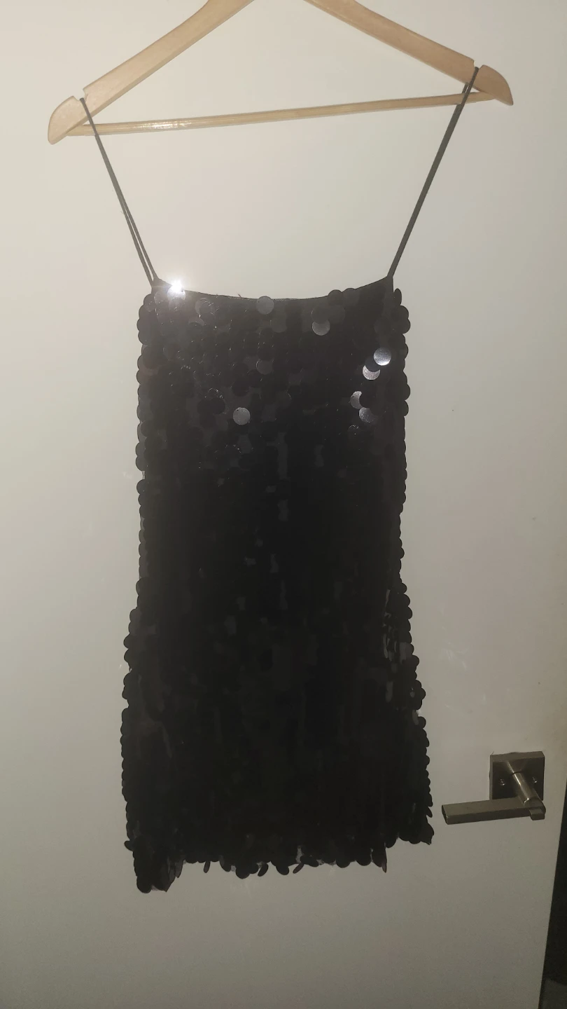 Black Sequin Slip Dress - photo 3