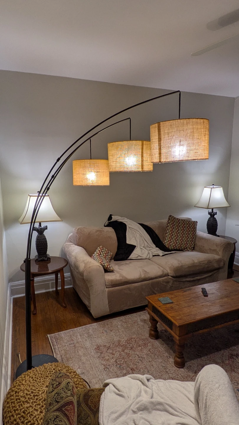 Arc Floor Lamp with Three Fabric Shades - photo 2
