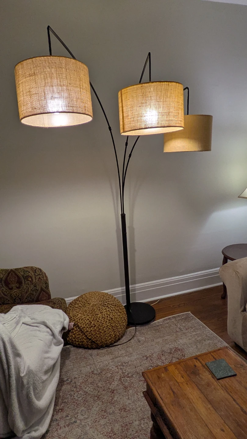 Arc Floor Lamp with Three Fabric Shades - photo 3