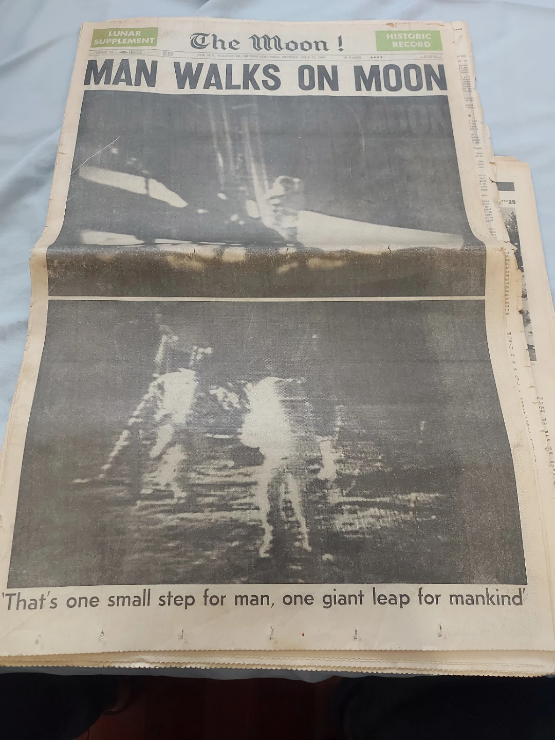 Vintage July 20, 1969 Moon Landing Newspaper