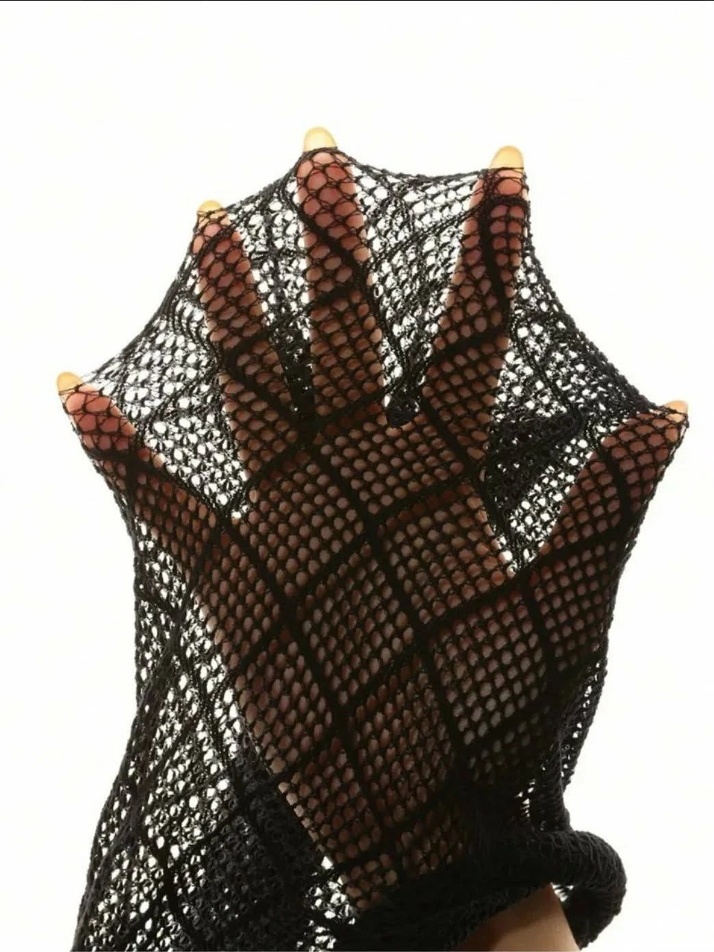 Black Fishnet Tights with Diamond Pattern 🏆 - photo 3