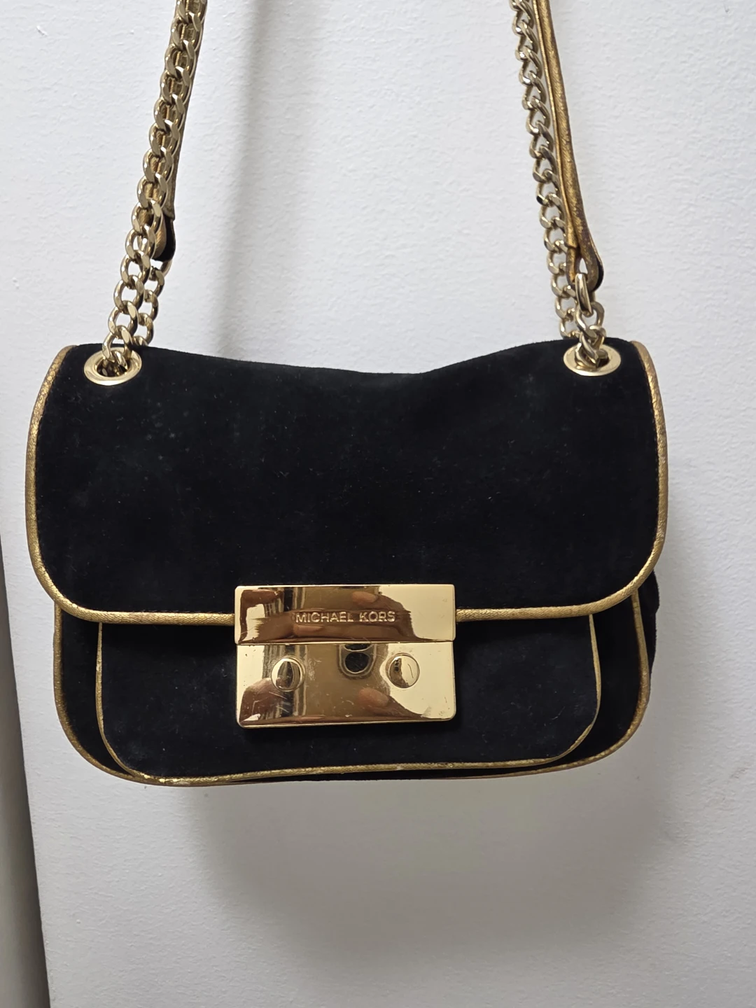 Authentic Michael Kors Black Suede Chain Shoulder Bag