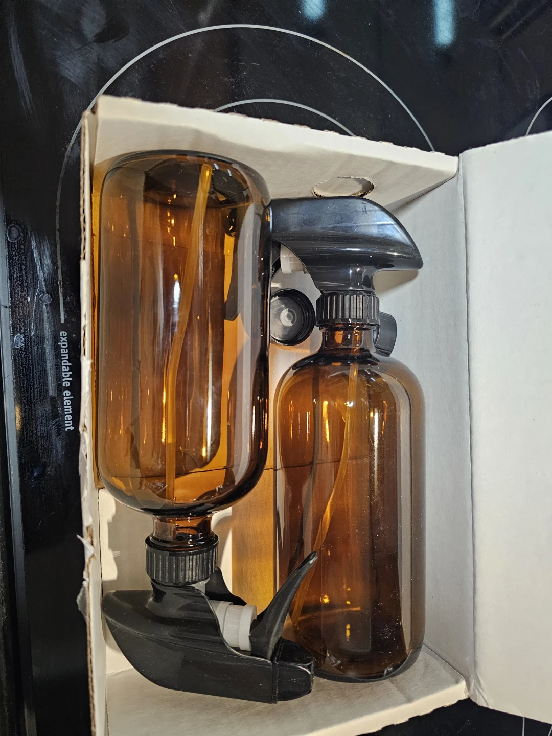 Amber Glass Spray Bottles with Black Trigger Sprayers (2-Pack) 🥕