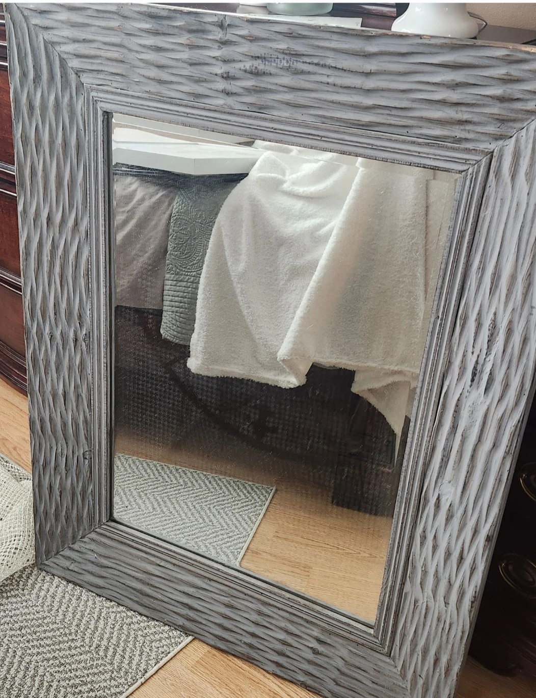 Large Solid Wood Rustic Grey Mirror - photo 3