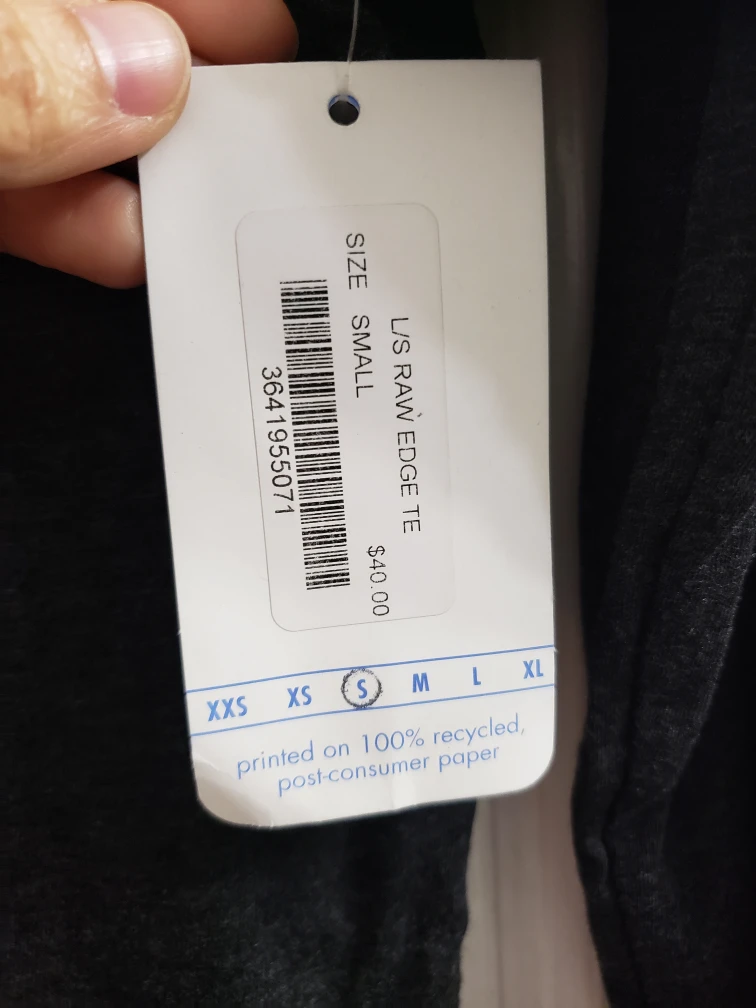 New Be Present L/S Raw Edge Tee - Small - photo 4