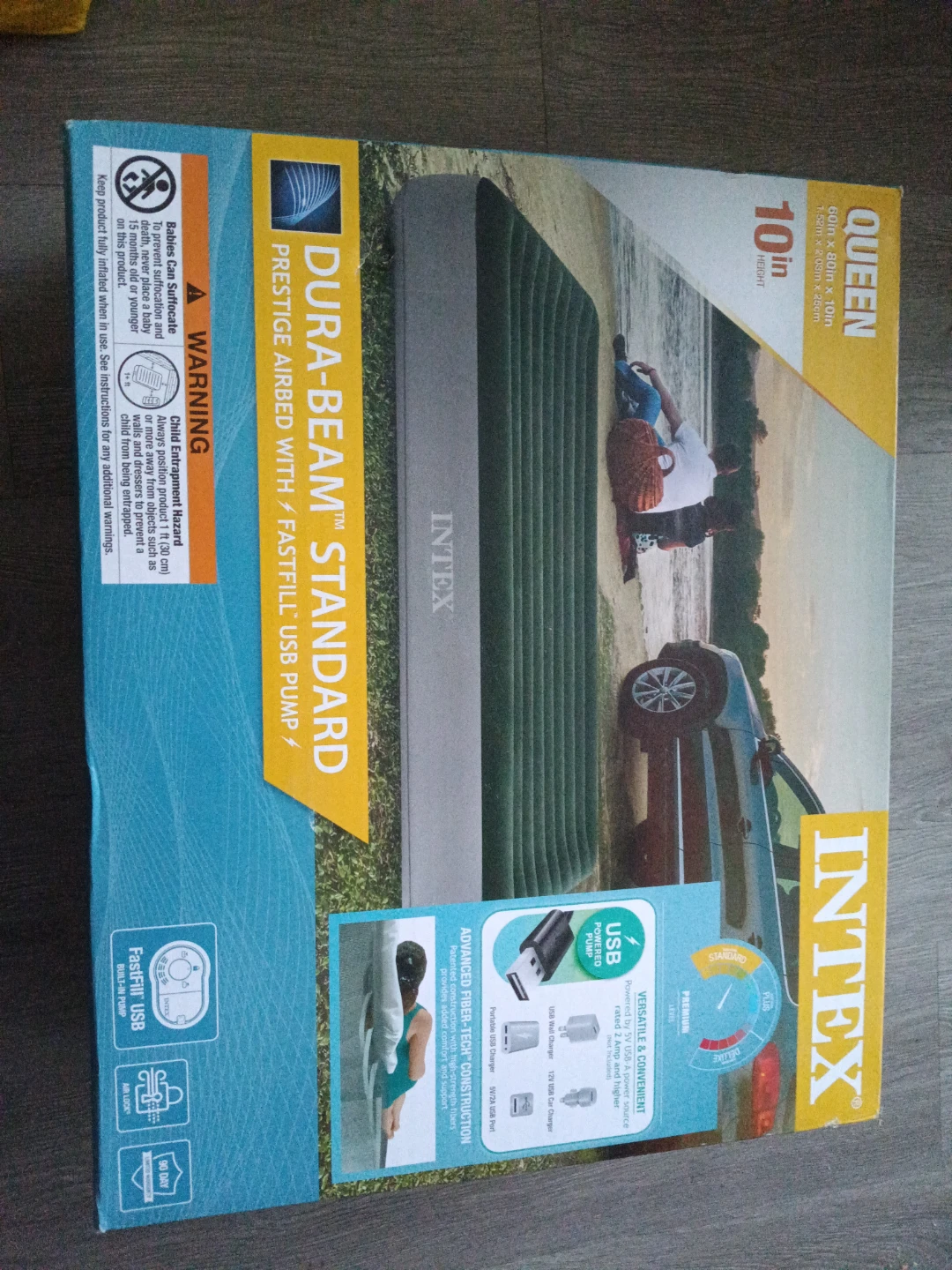 INTEX Dura-Beam Queen Airbed with Built-in USB Pump