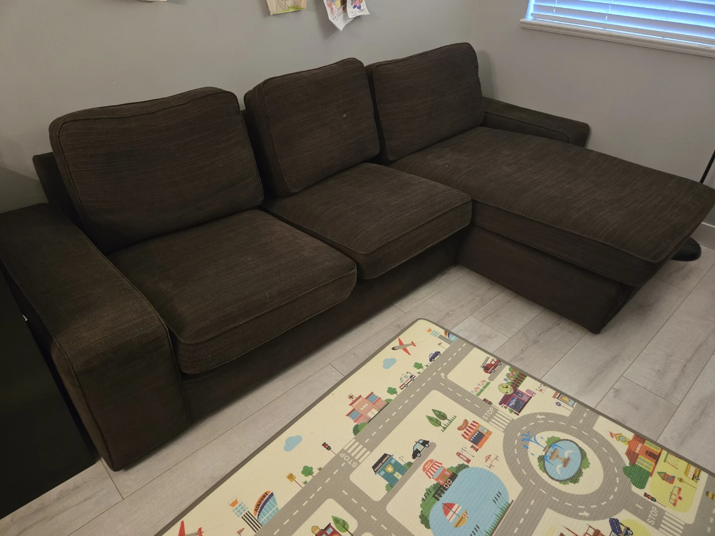 Brown Sectional Sofa with Chaise - photo 3