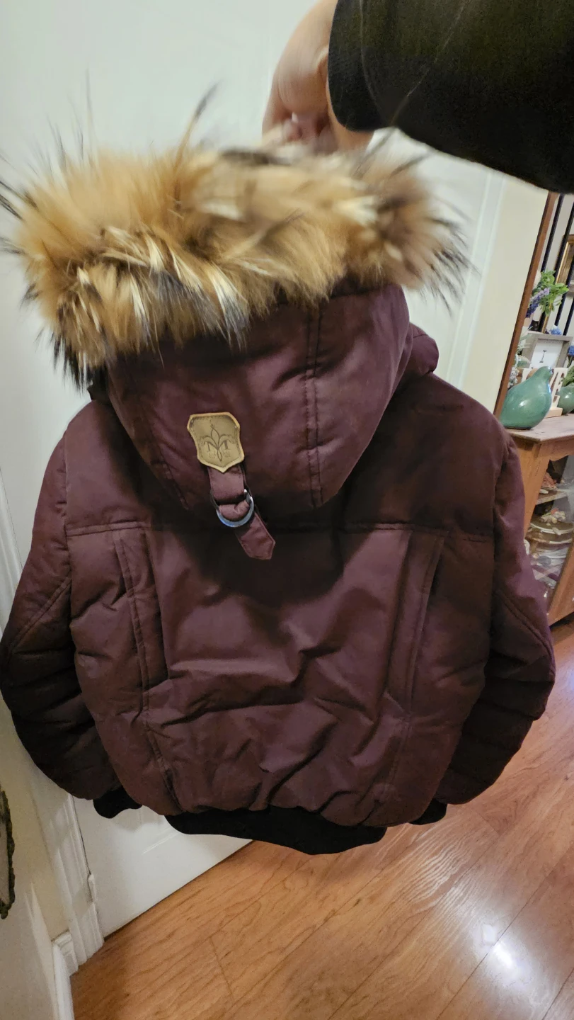 Mackage Burgundy Bomber Down Jacket fits small to medium - photo 4