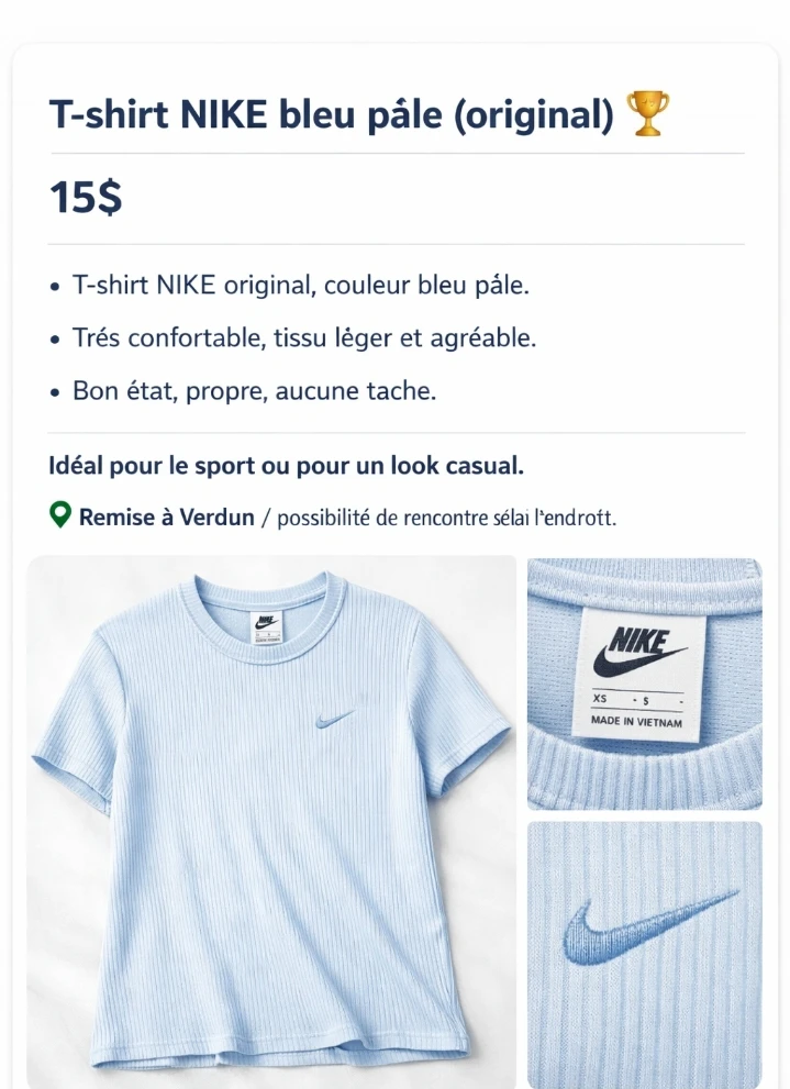 T-shirt NIKE bleu pâle (original) 🏆 - photo 2