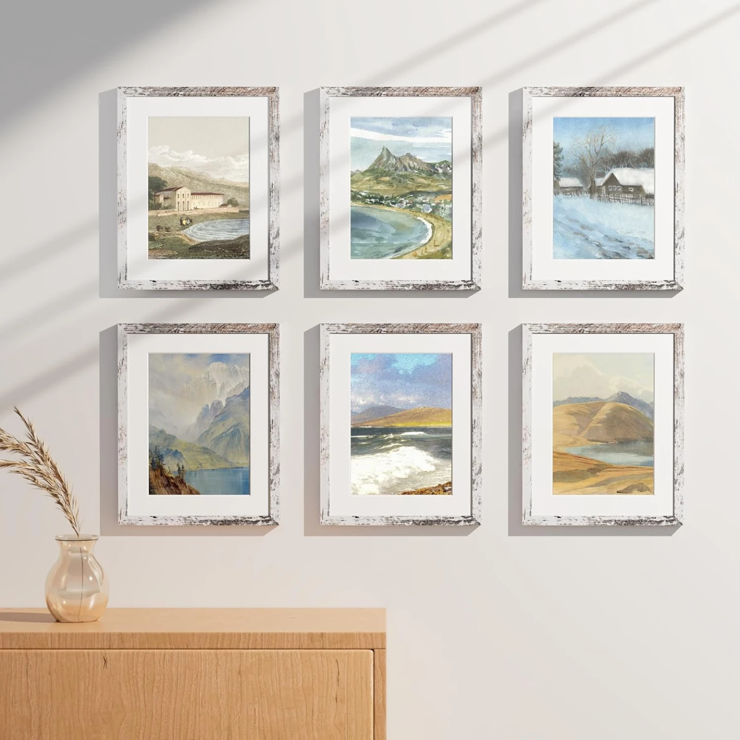 White Washed Wood Picture Frame for 8x10 Photo, 11x14 Outer - photo 4