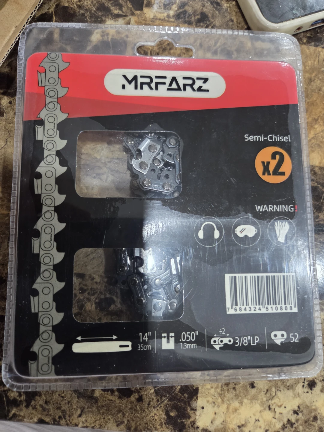 2 Pack semi-chisel chainsaw chains.