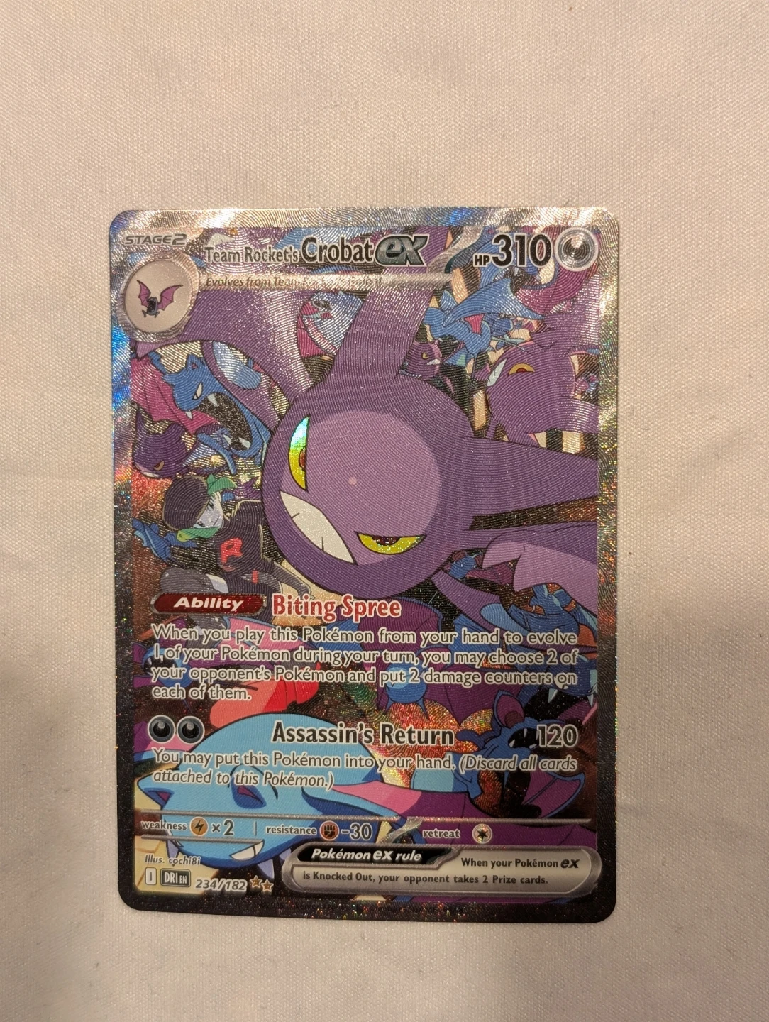 Team Rocket's Crobat EX Card 234/182 Destined Rivals - Pokemon