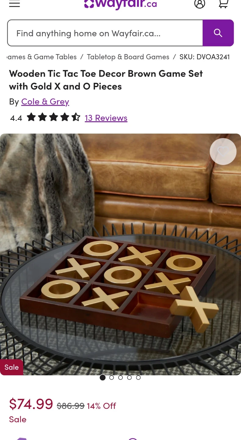 Jumbo size 14 inches Refinery & Co. Wooden Tic-Tac-Toe Board - photo 4