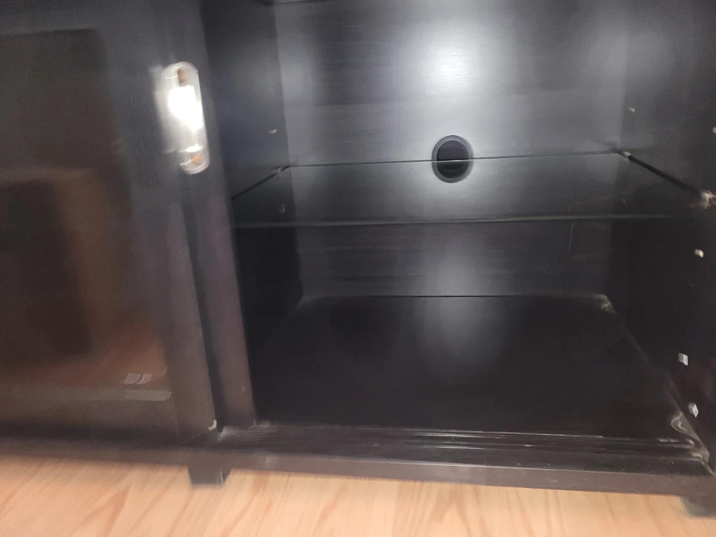 Dark Wood Media Console with Glass Doors - photo 2