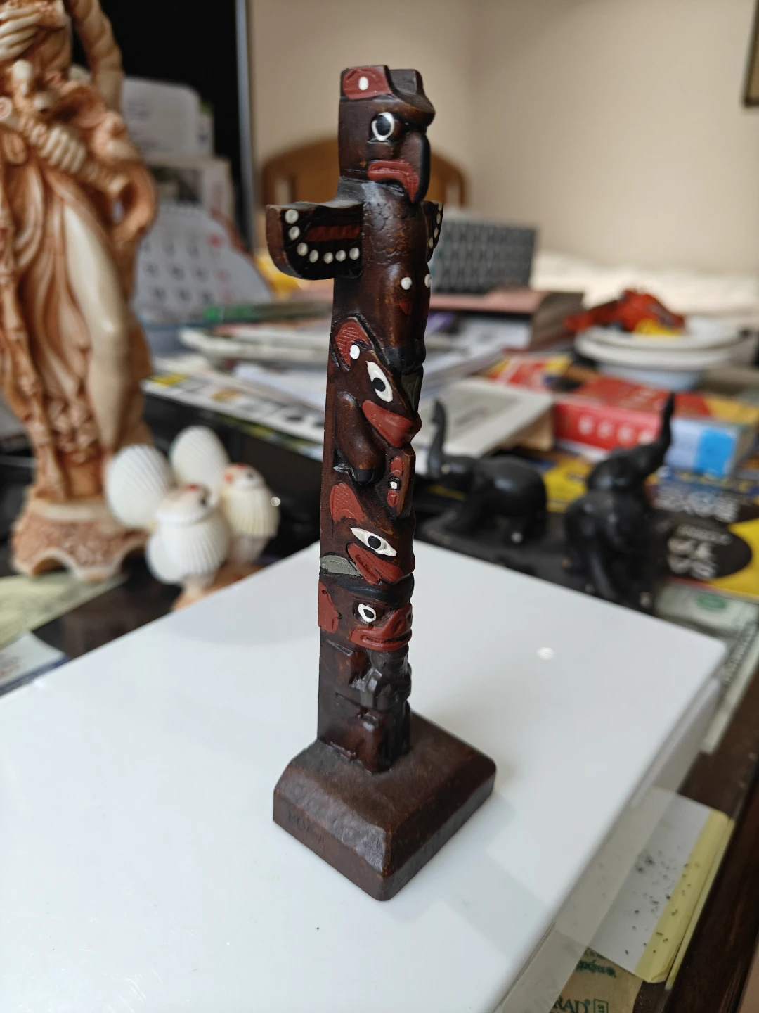 Wooden Totem Pole Figurine
