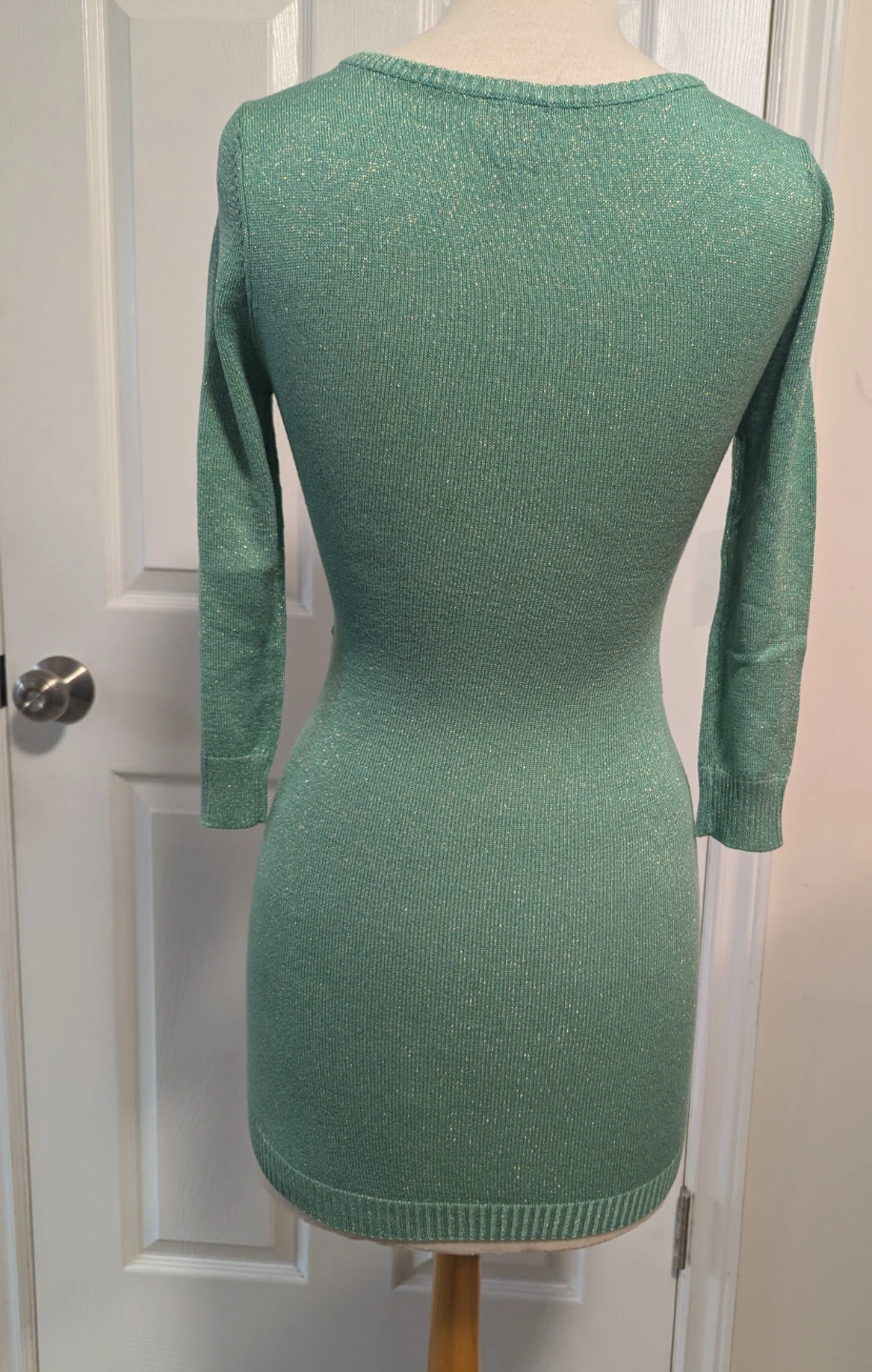 Bebe Metallic Green Knit Sweater  size -XS - photo 2