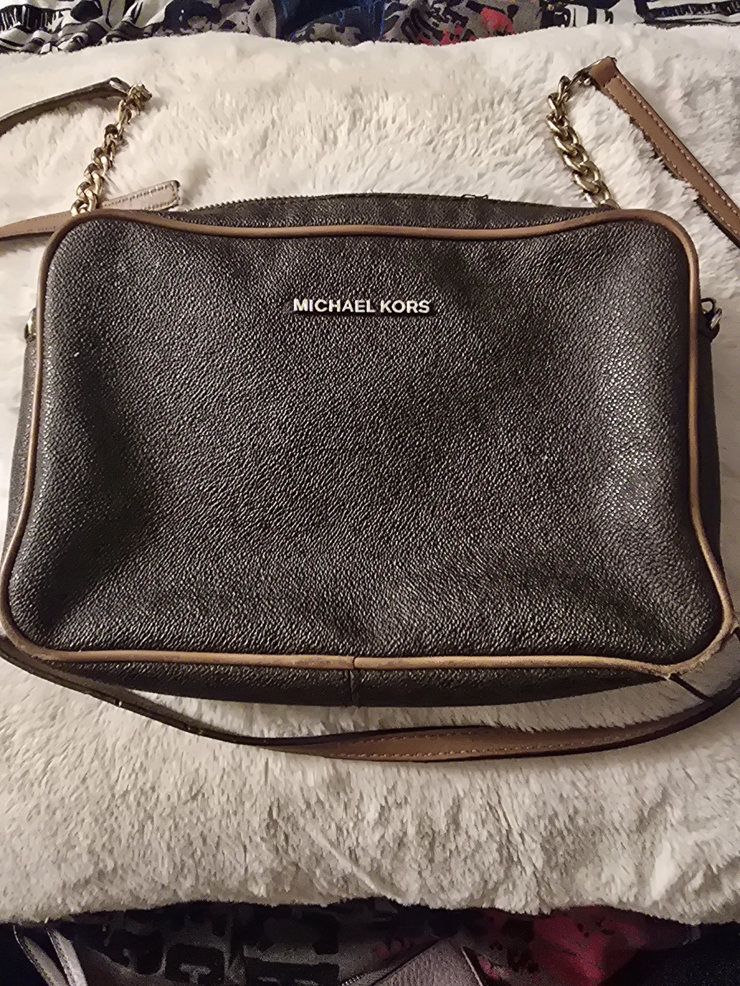 Michael Kors Brown Logo Print Crossbody Bag