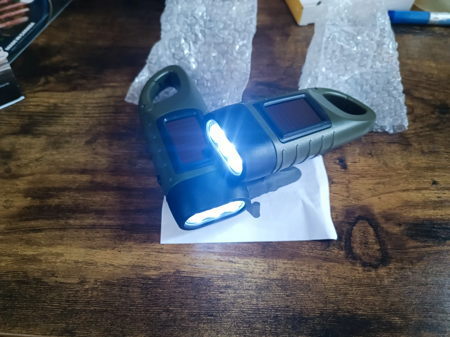 Mini Solar Cranking Flashlight with Carabiner Clip - photo 2