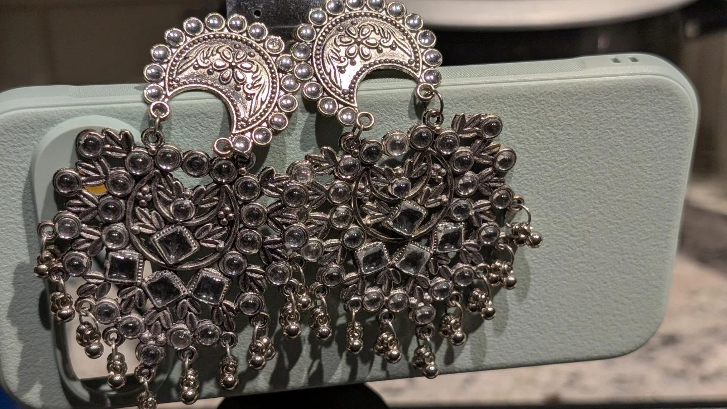 Silver Oxidized Jhumka Earrings - photo 2