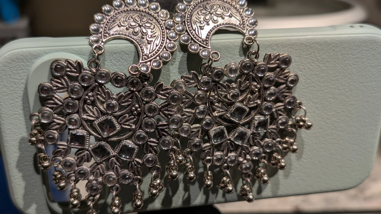 Silver Oxidized Jhumka Earrings - photo 4