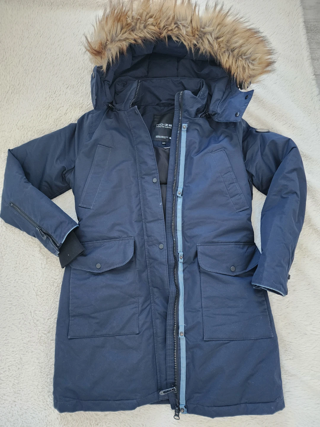 Noize Nora Blue Long Parka Fur Hood Cold Coat - photo 5