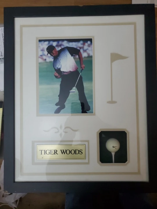 Tiger Woods Framed Golf Photo with Nike Golf Ball