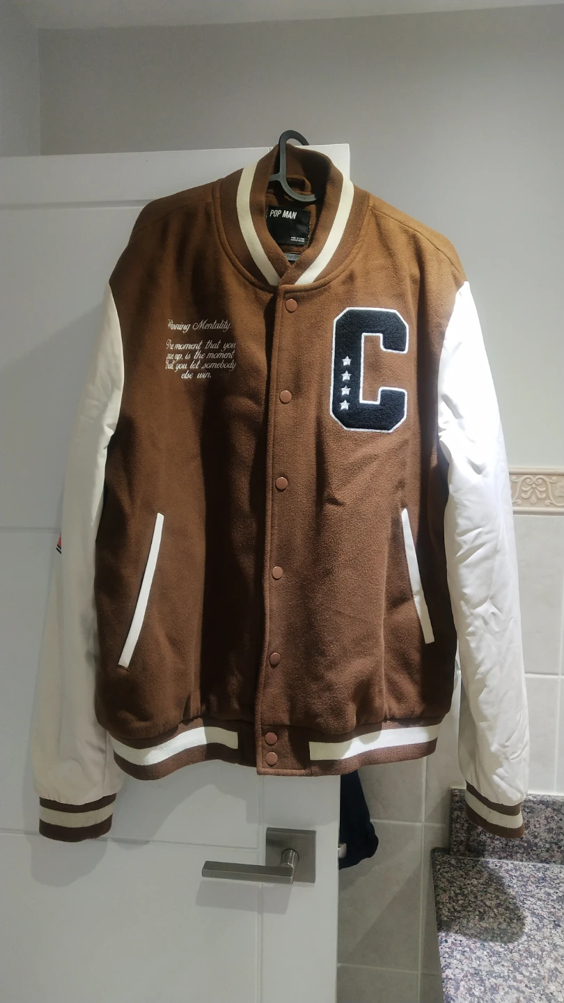 Pop Man Varsity Jacket - Brown & White 🥕 - photo 2