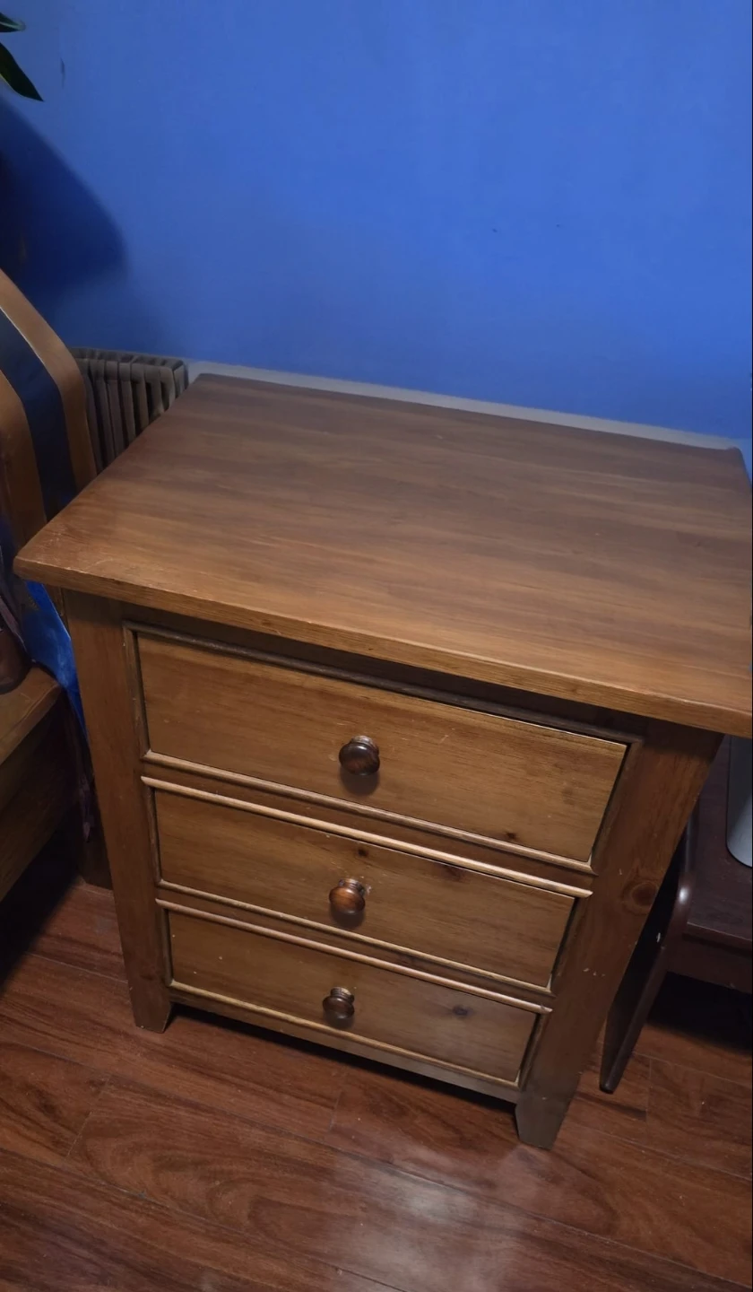 Wooden Nightstand with 3 Drawers