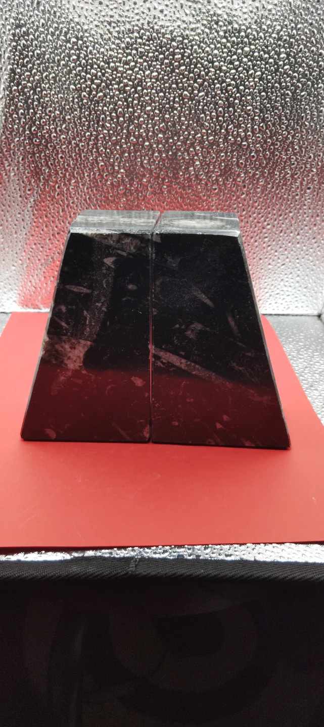 Black Marble Bookends with Ammonite Fossil Inlay - photo 5