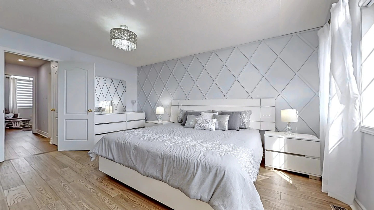 Modern White Platform Bed Frame with Headboard - photo 2