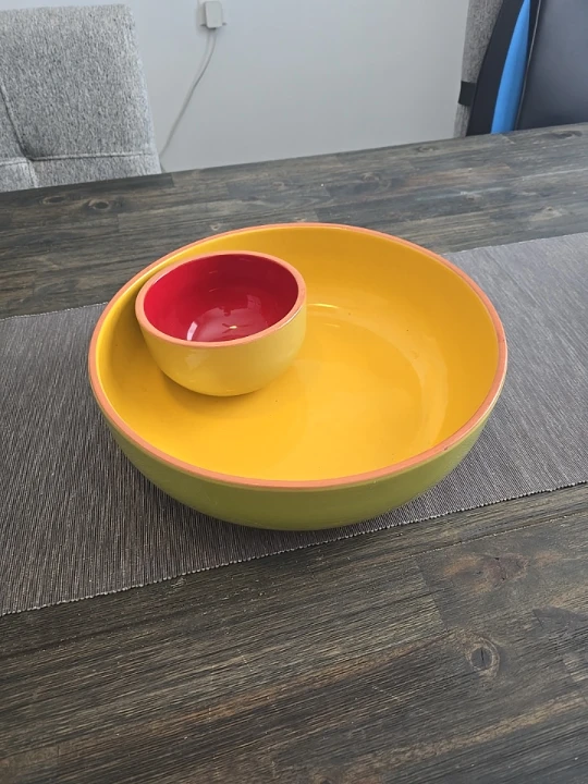 Yellow Terra Cotta Chip & Dip Bowl