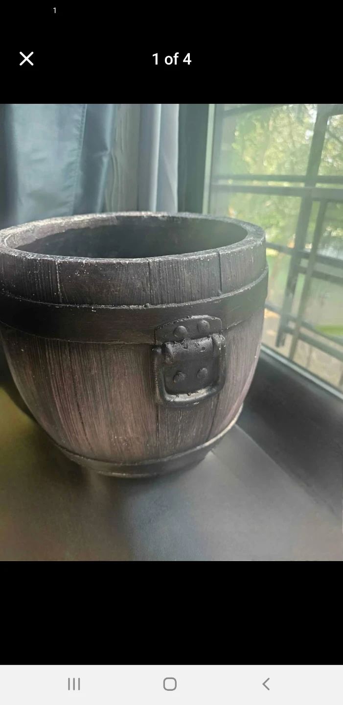 Rustic Barrel-shaped Planter Pot