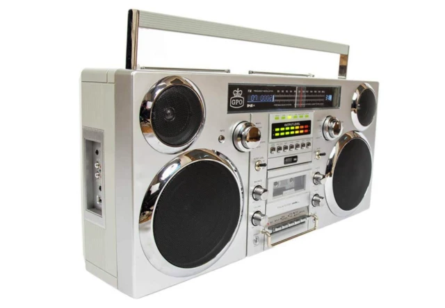 GPO RETRO Boombox CD/Cassette/Radio Silver