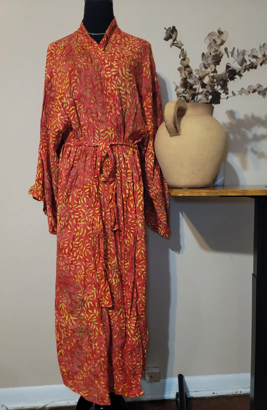 NOVICA Artisan Batik Robe Cotton Eco Coastal Boho Duster